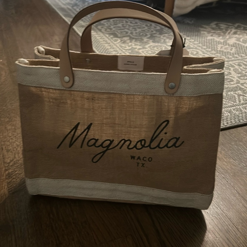 Magnolia Tan and Cream Canvas Tote